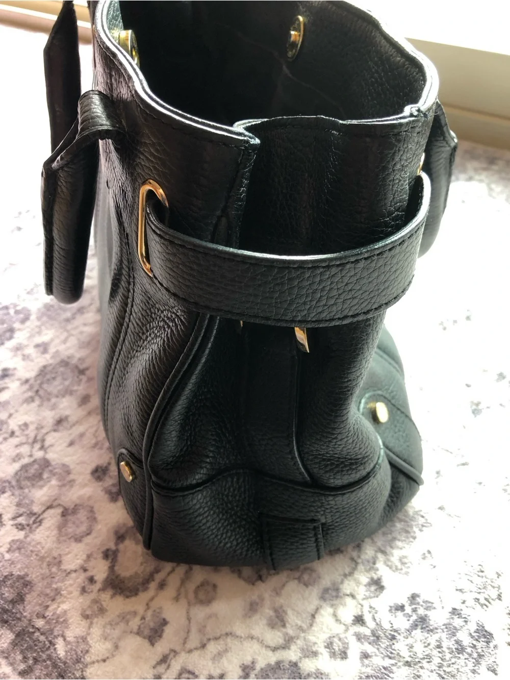 Charles David Black Pebbled Leather Satchel Purse